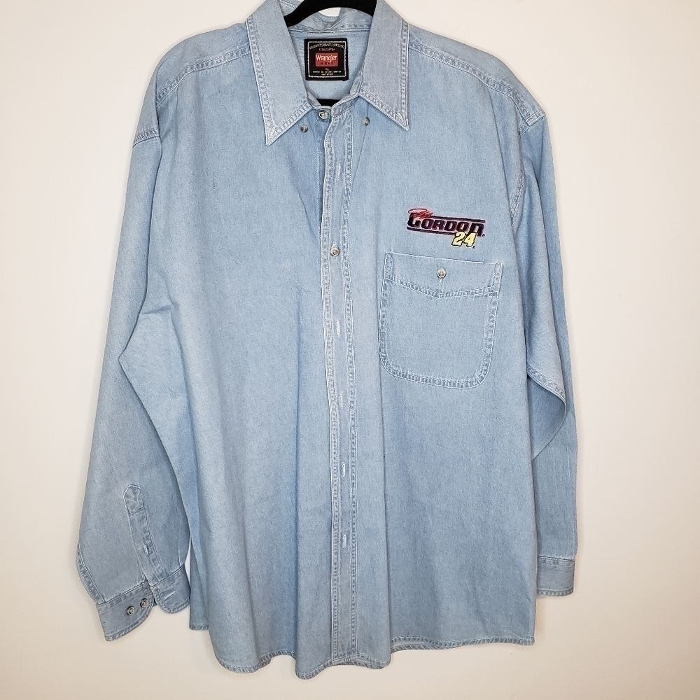 Vintage 90's Wrangler X Jeff Gordon Denim Button Down Long Sleeve XL